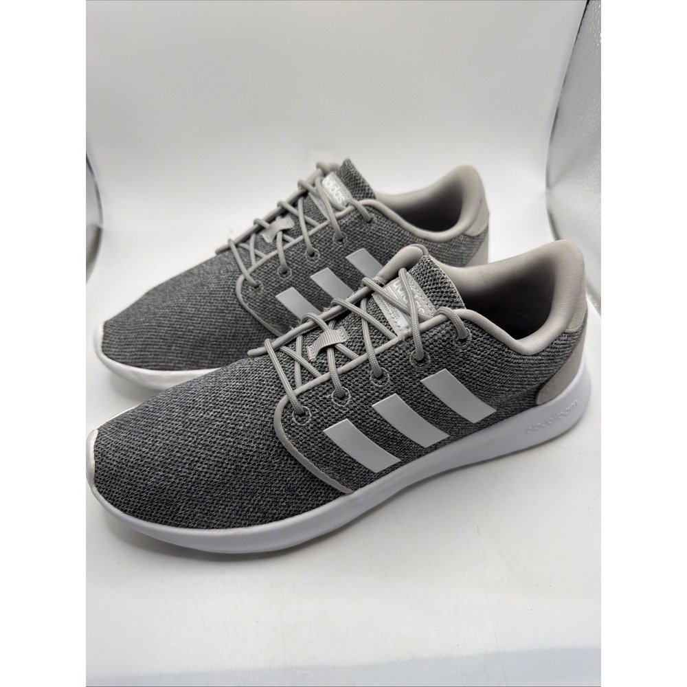 Adidas Womens Cloudfoam QT Racer AW4313 Gray Lace Up Running Shoes Size 8.5.
